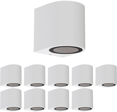 ledscom.de 10x Wandleuchte ALSE für außen, IP54, Downlight, weiß matt, rund, 1x GU10 max. 35W
