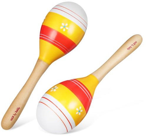 Yardwe Bemalt Holz Maracas Für Junge Mädchen Bunte Montessori Musikspielzeug Handheld Sensorisch Spielzeug Für Kleinkinder