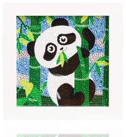DiiWmme Kit de peinture diamant pour enfants âgés de 5 à 12 ans, artisanat panda avec cadre photo en bois, cadeaux d'anniversaire pour filles, décoration de chambre créative et cadeau de vacances