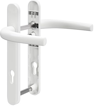 IRONWORX® Enigma White UPVC Door Handle Set 92mm PZ, 122mm Screw Centres | Universal fit for uPVC, Composite & Timber Doors | External Door Handle Replacement | Heavy-Duty, Easy DIY Fit