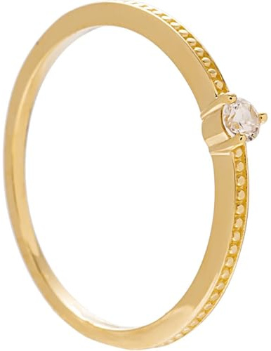 Ayoiow Damen Ring Gold 585 14K Gelbgold, Einzeln Rund Diamant Verlobungsring Gold 585, Ring für Damen