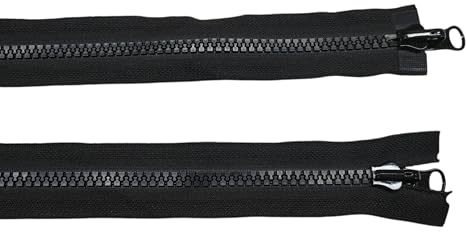 AMANTE NSF - Cerniera Lampo Reversibile, Zip con Doppio Cursore double face, Catena pesante in plastica #8 (Nero, 60)