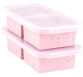 Souper Cubes 2 Cup Silicone Freezer Trays With Lids, Cotton Candy, 2-Pack | 100% Platinum-Cured Silicone Freezer Moulds, Oven & Microwave Safe, Perfect For Freezing Soup Cubes, Leftovers, Stew, & More