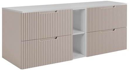 3E 3xE living.com Badezimmerschrank, Kaschmir/Weiß, 180 (2 x 80 + 20) x 58,6 x 46 cm