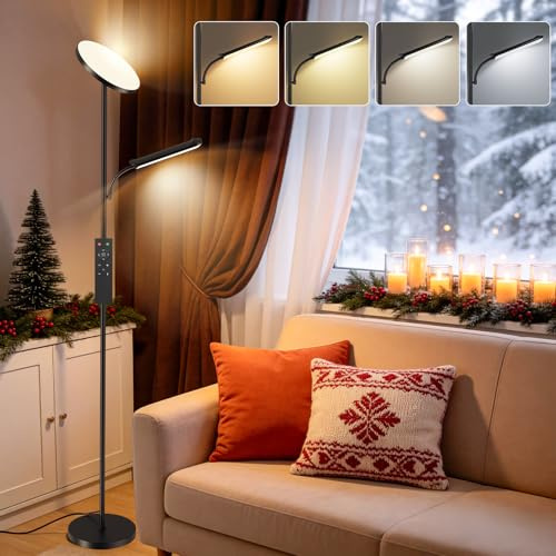 YICAIZI Stehlampe Wohnzimmer, 42W Deckenfluter mit Leselampe, 4200LM LED Stehlampe Dimmbar mit 2700K-6500K Farbtemperatu, Moderne Standleuchte mit Fernbedienung & Touch-Steuerung
