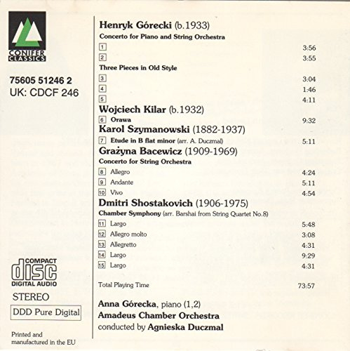 Gorecki: Concerto for Piano & Strings / Three Pieces in Old Style