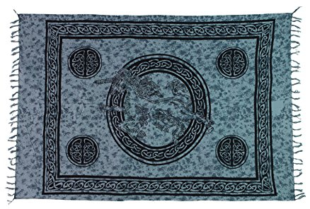 Ciffre Sarong Pareo Wickelrock Strandtuch Handtuch Lunghi Dhoti Wandbehang Tribal Keltisch Einhorn Celtic Mädchen Emo Grau