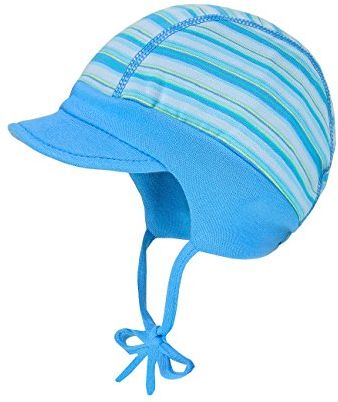 maximo Baby-Jungen Schildmütze, Jerseybund, mit Bindeband Halstuch, Mehrfarbig (zartblau/Baltic 2021), 43