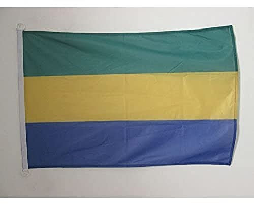 AZ FLAG - Drapeau Gabon - 45x30 cm - Pavillon Nautique Gabonais Spécial Bateau Et Extérieur En Maille Bloquée Avec Anneaux Plastiques Intégrés - 30g