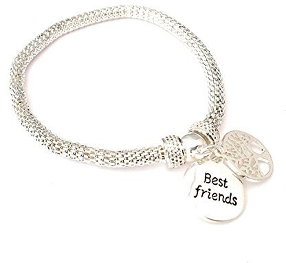 Equilibrium Silver Plated 'Best Friends' Tree of Life Mesh Bracelet