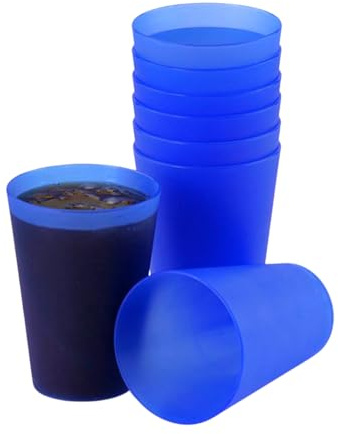 S&S-Shop 25 Trinkbecher 400 ml blau, Hartplastikbecher für Party, Kinderbecher, stapelbare Plastikbecher 0,4 l, Mehrweg Kunststoffbecher, Zahnputzbecher & Cocktailgläser Plastikb