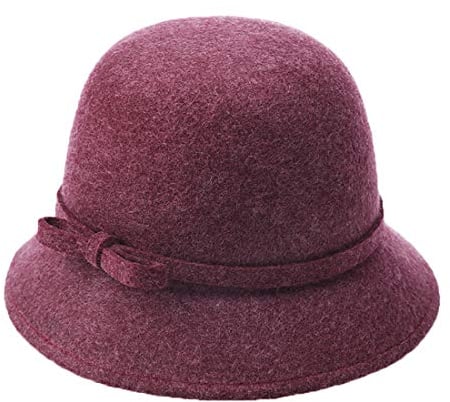 Boomly Damen Filzhut Vintage Weich Wollmütze Elegant Kirchenhut Glocke Eimer Hut Wintermütze Beiläufig Fischerhut (Lila)
