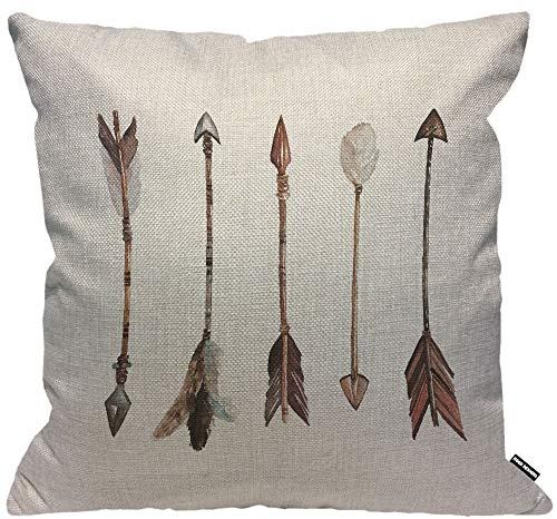 HGOD DESIGNS Kissenbezug Pfeile Arrows Aquarell Hand Gezeichnet Pfeile Boho Stil Kissenhülle Haus Dekorativ Für Männer/Frauen/Jungen/Mädchen Wohnzimmer Schlafzimmer Sofa Stuhl Kissenbezüge 45X45cm