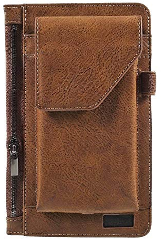 DFV mobile - Cover Vertical Belt Case with Phone Holder Pouch & Inner Pocket with Zipper Compatible avec Four Mobile S750 Sapphire (2018) - Brown