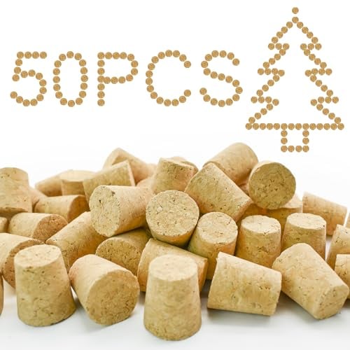 Enkrio #8 Blank Wine Corks 50Pcs Natural Wine Corks Tapered Cork Plugs Wooden Bottle Stopper Small Cork Stoppers for Wine DIY Craft Projects