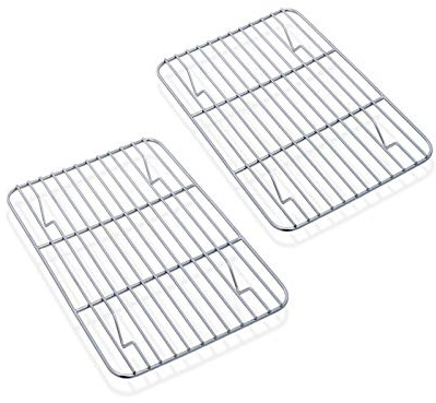 TEAMFAR Kylgaller set om 2, kylgaller i rostfritt stål för stekning, grillning, kylning, 22,1 x 15,8 x 1,5 cm, hälsosam och hållbar, rostfri och diskmaskinssäker