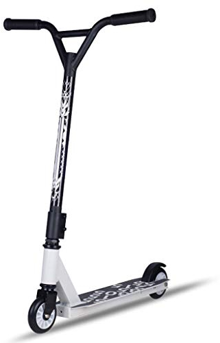WRRAC-Trampolin Stunt Scooter Freestyle Pro 360-Grad-Trick Spin Street Scooter mit Alu-Deck PU-Rädern Foot Kick Scooter für Erwachsene Teenager High Impact 100mm Räder (Weiß)