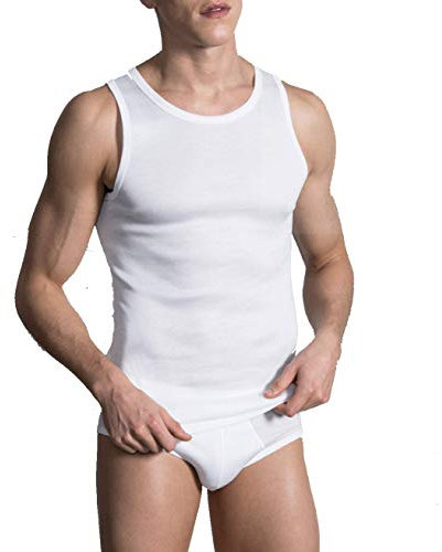 PEROFIL Canotta Uomo Spalla Larga in Filo di Scozia Colore Bianco TG 5/L Art.VPRT00319