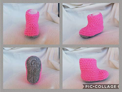Häkelanleitung Babyschuhe rosa/grau Sohlenlänge 10 cm: Ideal für Anfänger
