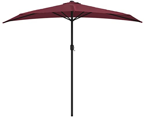 vidaXL Balkon Sonnenschirm Alu-Mast Balkonschirm Strandschirm Marktschirm Ampelschirm Gartenschirm Schirm Wandschirm Bordeauxrot 270x144x222cm Halbrund