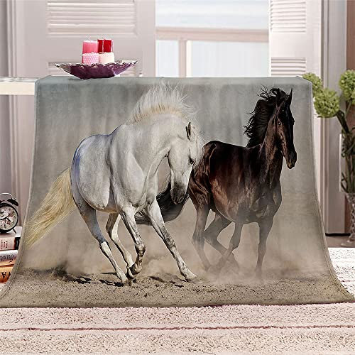 FANSU Kuscheldecke Flauschig Flanell Decke, 3D Drucken Microfaser Weich Warm Plüsch Fleecedecke Sofadecke Couchdecke Wohndecke Bettdecke Tagesdecke (Pferd,180x240cm)