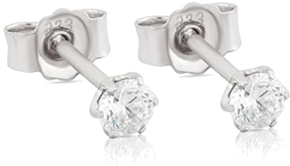 NKlaus Krappen Damen Ohrstecker Zirkonia Brillantschliff 333 Weiß Gold 8 Karat