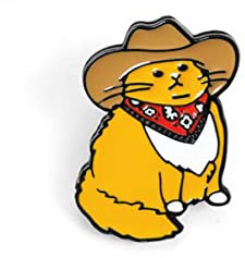 Emaille-Anstecknadel mit Cowboy-Katzen-Motiv, lustig, Tierhut, Brosche, Hemd, Revers, Tasche, niedliches Abzeichen, Cartoon, Kätzchen, Schmuck, Geschenk für Freunde (a), Emaille