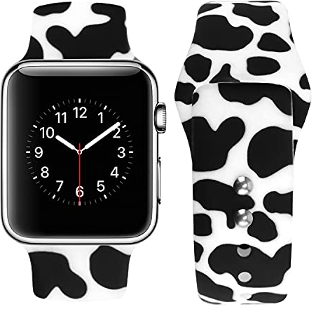 Vozehui Armband Kompatibel mit Apple Watch Armband 42mm 44mm 45mm 49mm für Damen Herren, Ersatz Sportband aus weichem Silikon mit Milchkuh Kompatibel mit iWatch Serie SE 9 8 7 6 5 4 3 2 1