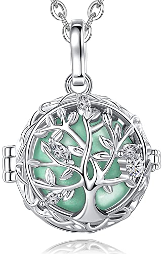 AEONSLOVE Collier Bola de Grossesse avec Chaine Collier Musique Carillon Bell Pendentif Arbre de la Vie pour Femmes Enceinte Bébé Cadeau Original Noël St Valentin