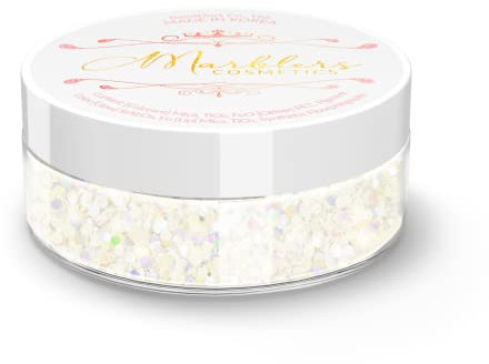 MARBLERS Cosmetic Grade Chunky Glitter [Mermaid White] 0.18oz (5g) | Flake | Shape | Non-Toxic | Vegan | Cruelty-Free | Eyeshadow, Nail Polish, Nail Art | Festival, Rave & Party Makeup | Body & Face