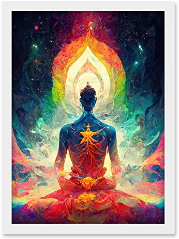 Doppelganger33 LTD Ethereal Seven Chakra Meditation Astral Artwork Framed Wall Art Print A4