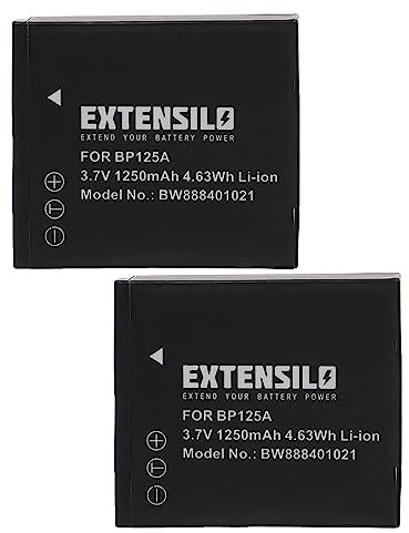 EXTENSILO 2X Batteries Remplacement pour Samsung AD43-00197A, BP125A, IA-BP125 pour Appareil Photo, Reflex numérique (1250mAh, 3,7V, Li-ION)