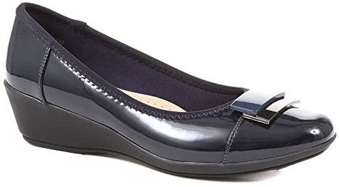 Pavers Womens Cushioned Ballet Pumps Navy Patent Size 4 | All Year Round | Pumps Shoe | Slip On