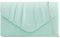 fi9® Bolso de mano plisado de ante liso para boda, fiesta, graduación, noche, bolso de mano, verde menta, medium
