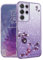 Yarxiawin Custodia per Samsung Galaxy S21 Ultra 5G Silicone Morbido, Rosa Effetto Glitter per Samsung S21 Ultra Cover Trasparente Sottile Fiore Antiurto Case Brillantini (Viola)