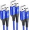 sweguard USB Type C Charger Cable [3-Pack,10ft+6.6ft+3.3ft] iPhone 15 Charger Nylon Braided Cord for iPhone 15 Pro Max Samsung Galaxy S23 S22 S21 S20 S10 Note 20 10 Flip A53 A54 Pixel LG Moto PS5-Blue