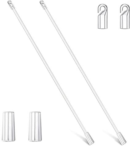 Omevett 2pcs Blind Wand for Window Blinds,Curtain Opener Clear Plastic Curtain Pull Rods Vertical Blinds Replacement Stick with Hooks Home Office & Wood Cordless Blinds, Transparent, 17inch