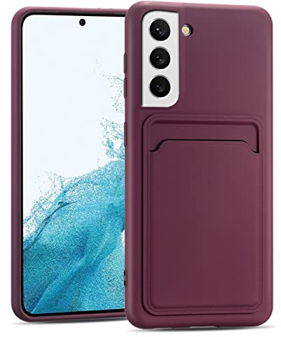 CoolGadget Handyhülle mit Kartenfach für Samsung Galaxy S23 Lila | Silikon Case mit Kartenhalter auf der Rückseite, stoßfest, erhöhter Kameraschutz, dünn