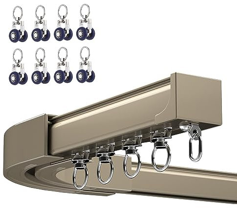LIYI929GP Robusto Binario per Tende da Esterno Bastone per Tenda Singolo/Doppio Binario, Montaggio A Soffitto/Parete, 3m 4m 5m con Connettore Dedicato, Liscio E Senza Ostacoli, Facile da Installare