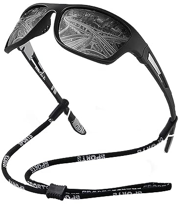 FDEETY Polarisierte Sportbrille Sonnenbrille für Herren und Damen mit UV400 Schutz Sport Radfahren MTB Sportsonnenbrille Radbrille Angeln Golf Laufen (Schwarz)