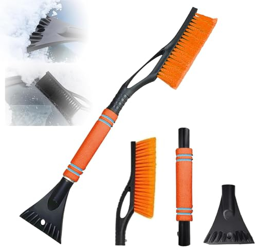 Gxlaihly Rascador para hielo y cepillo de nieve 2 en 1, cepillo de nieve para coche, raspador de hielo para coche, cepillo de nieve desmontable, escoba removedor de nieve (color naranja)