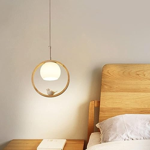 Riankh Nordique créatif oiseau suspension moderne en bois suspendu plafonnier verre globe bois cadre unique cuisine îlot luminaire lustres for salle à manger chambre