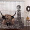 Laifzere Rustikaler Duschvorhang für Badezimmer und Badewanne, Motiv: Highland Cow, 152,4 x 183,9 cm, wasserdicht, Bauernhaus, Western, Stier, Rinder, Windmühlen-Thema mit Haken