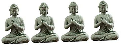 PRETYZOOM 4 Stück Buddha-Statue Aquarium Dekoration Schreibtischaufsatz Mini-Buddha-statuen Religiöse Figuren Buddha-skulptur Zen-Buddha-Statue Guan Maitreya Draussen Grüner Sandstein