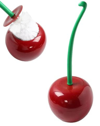 Cherry Toilet Brush, 1 Set 15inch Cherry Shaped Toilet Brush with Holder, Long Handle Toilet Brushes, Cute Bathroom Cleaning Tool