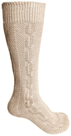 Steigenhöfer Manufaktur Trachtensocken Herren und Damen Lang – Klassische Trachtenstrümpfe im Zopfmuster – Oktoberfest Strümpfe aus Baumwolle für Männer & Frauen – Braun – 47-48