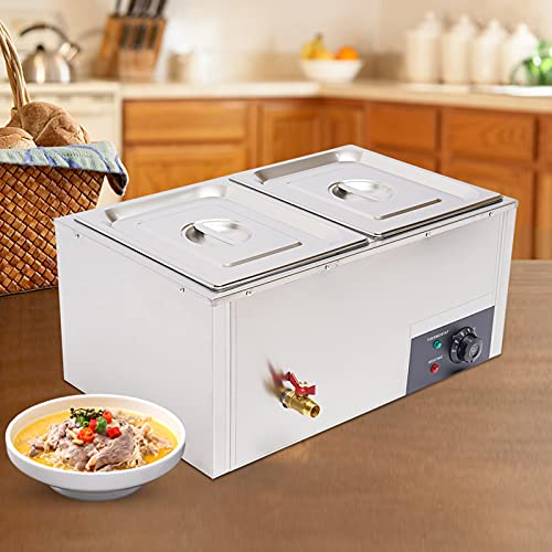 Scaldavivande, Scaldavivande Commerciale da Banco a 4 Pentole per Catering a Vapore, Scaldavivande Elettrico in Acciaio Inossidabile da 850 W, Scaldavivande a Buffet Professionali per Ristoranti con