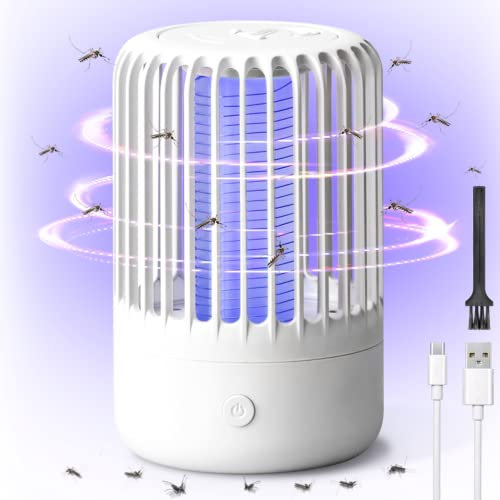 Lampe Anti Moustique, 2 en 1 Électrique Anti Moustique, 360 ° UV Tueur d'Insectes Électrique Lampe Anti Moustique Rechargeable Sûr et Efficace pour Camping Intérieur Extérieur Jardin Terrasse
