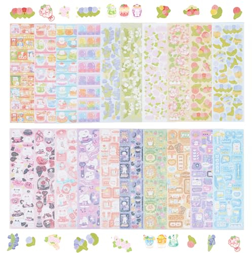 NICENEEDED 20 Blatt Niedliche Kaninchen-Kpop-Fotokarten-Dekorative Aufkleber, Glitzernde Koreanische Aufkleber, Dekorative Scrapbooking-Aufkleber