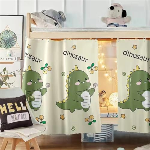 Bettvorhang Studenten Schlafsaal Etagenbett Baldachin Mädchen Jungen Kinder Hochbett Vorhang Cartoon Animal Print Bettvorhang Hochbett Staubdicht Lichtdicht Moskito Bettwäsche (Grün,1.15x2m(3 PC))